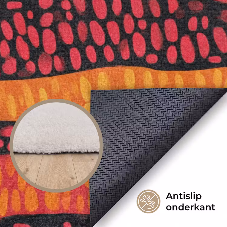 Vloerkleed - Oranje - Roze - Expressief - Patroon — 3