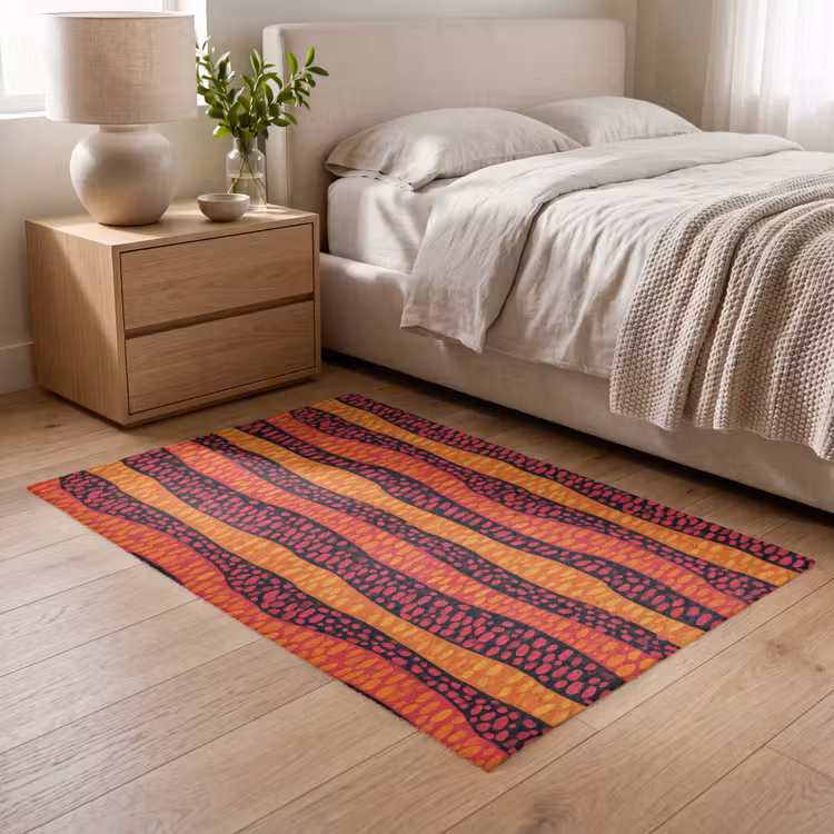 Vloerkleed - Oranje - Roze - Expressief - Patroon — 5