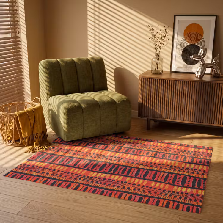 Vloerkleed - Rood - Oranje - Etnisch - Expressief - Patroon — 2