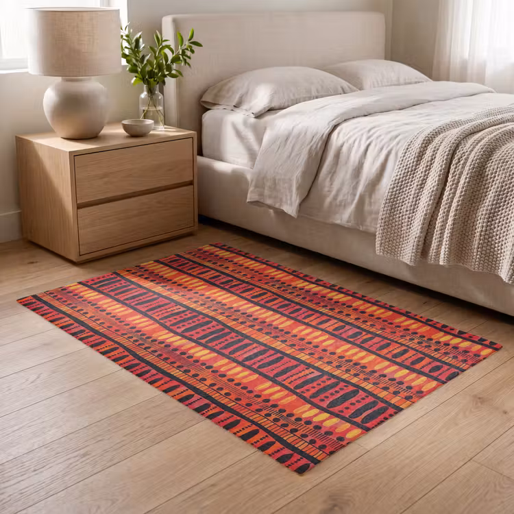 Vloerkleed - Rood - Oranje - Etnisch - Expressief - Patroon — 5