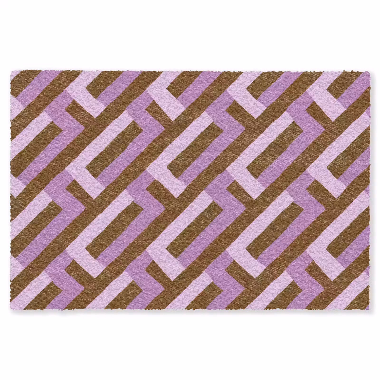 Vloerkleed - Bruin - Roze - Geometrisch - Meander - Patroon — 1