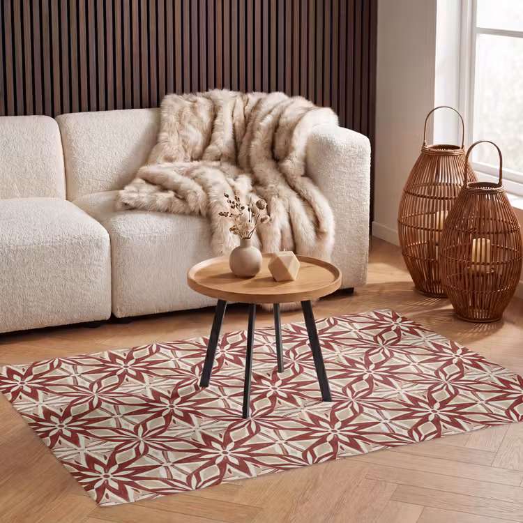 Vloerkleed - Bordeauxrood - Geometrisch - Tegel - Patroon — 4