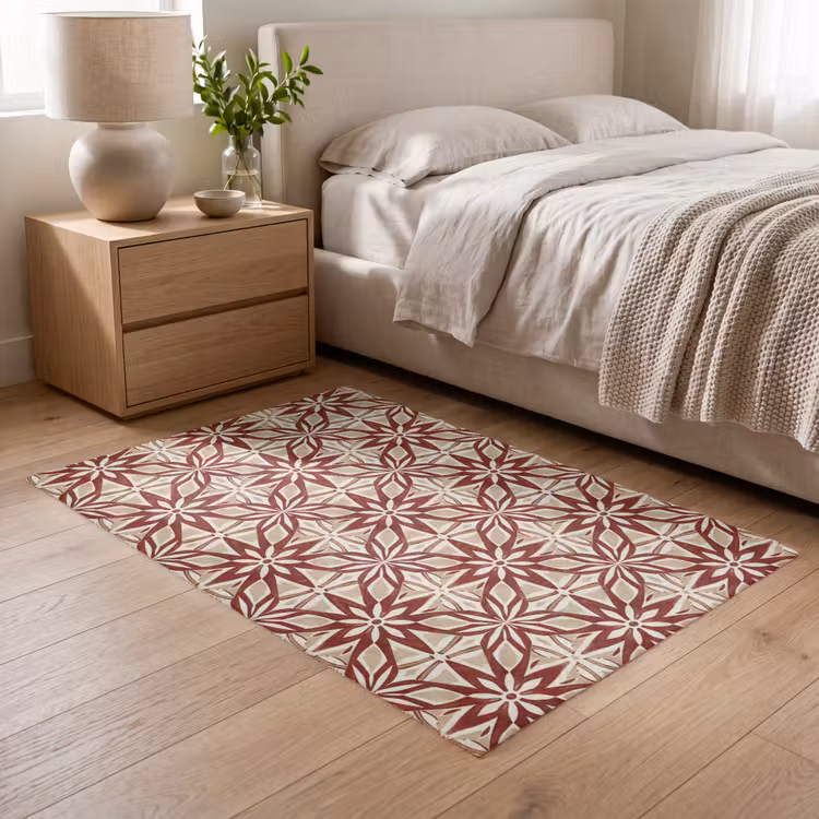 Vloerkleed - Bordeauxrood - Geometrisch - Tegel - Patroon — 5