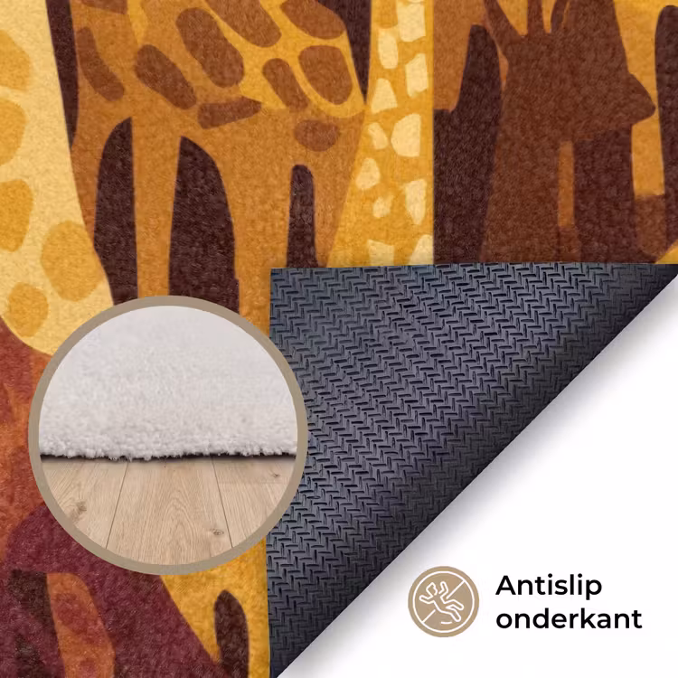 Vloerkleed - Bruin - Giraffen - Safari - Patroon — 3