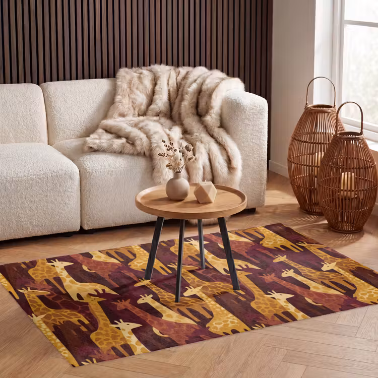 Vloerkleed - Bruin - Giraffen - Safari - Patroon — 4