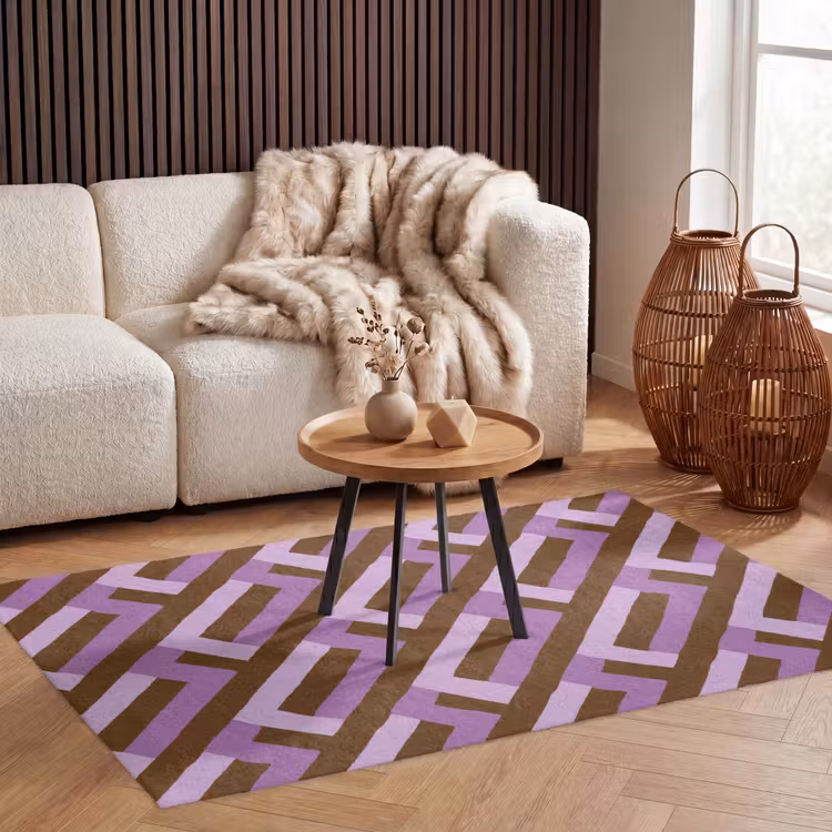 Vloerkleed - Bruin - Roze - Geometrisch - Meander - Patroon — 4