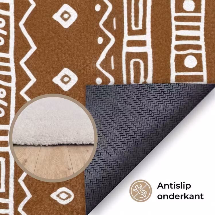 Vloerkleed - Chocoladebruin - Etnisch - Tribaal - Patroon — 3