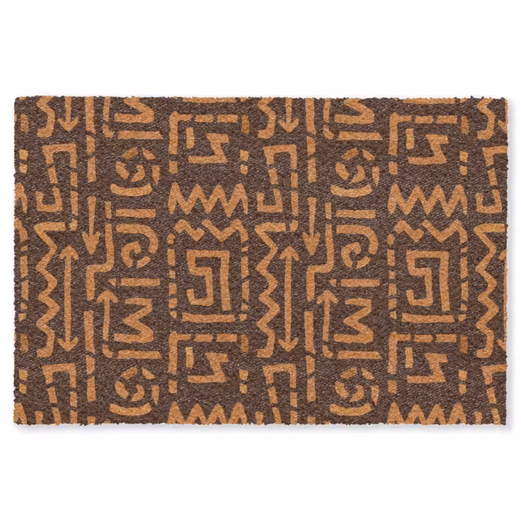 Vloerkleed - Chocoladebruin - Etnisch - Tribaal - Symbolen — 1
