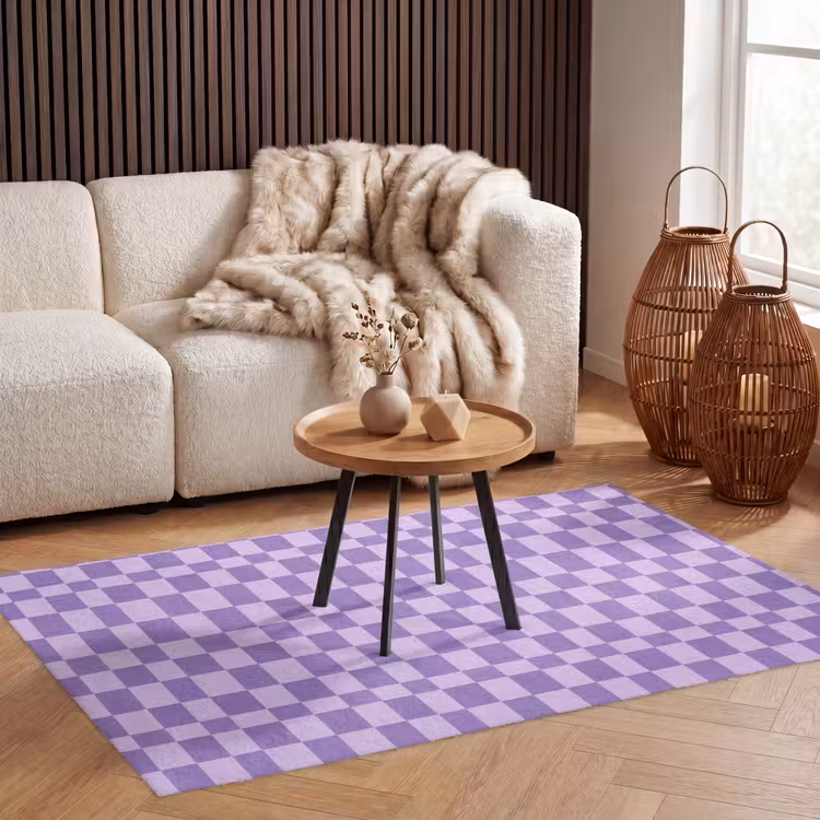 Vloerkleed - Paars - Geometrisch - Dambord - Blokken - Patroon — 4