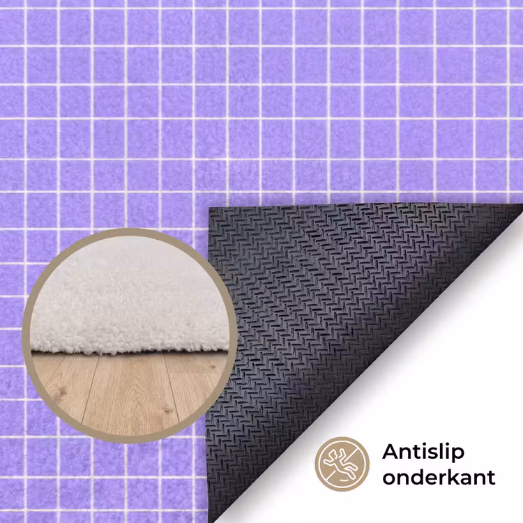 Vloerkleed - Paars - Geometrisch - Raster - Minimalistisch - Patroon — 3