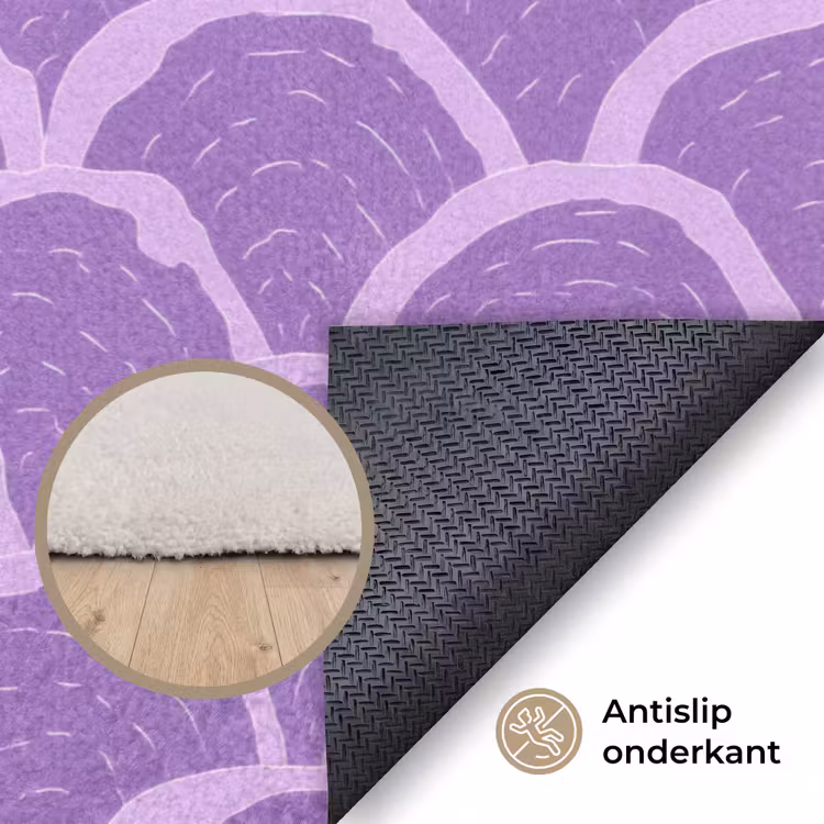 Vloerkleed - Paars - Schubber - Schelpen - Handgetekend - Patroon — 3