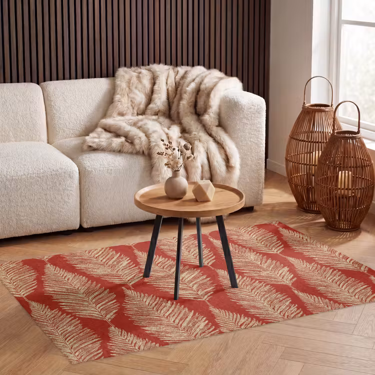 Vloerkleed - Rood - Botanisch - Varen - Patroon — 4