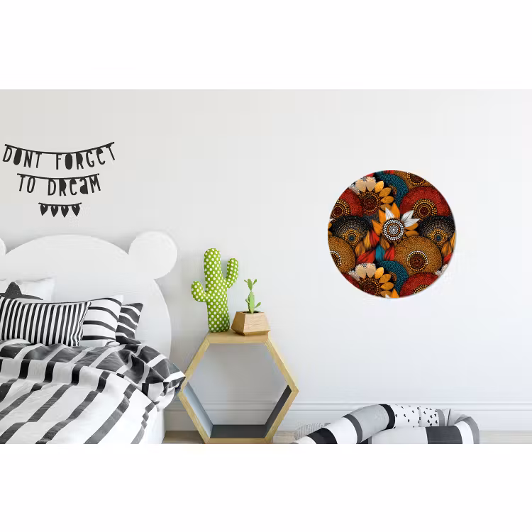Wandcirkel - Aluminium - Kleurrijk - Aboriginal - Dot Painting - Botanisch - Patroon — 5
