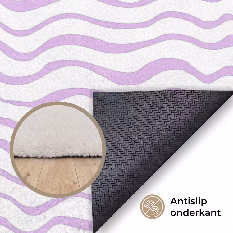Vloerkleed - Lila - Geometrisch - Golfjes - Lijnen - Patroon — 3
