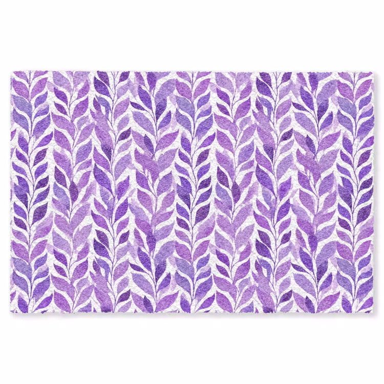 Vloerkleed - Paars - Botanisch - Bladeren - Aquarel - Takken - Patroon — 1