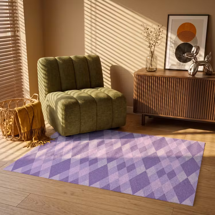 Vloerkleed - Paars - Geometrisch - Ruiten - Argyle - Patroon — 2