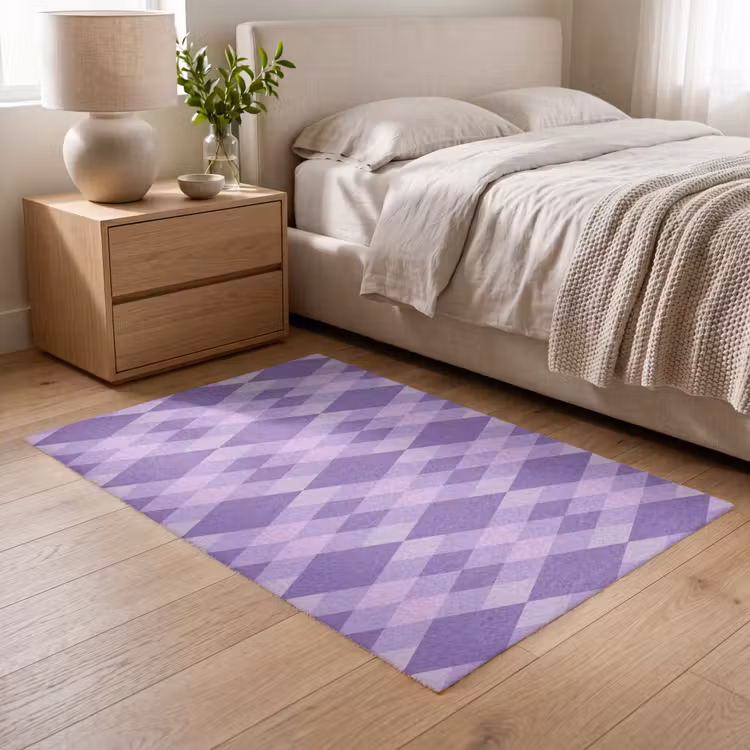 Vloerkleed - Paars - Geometrisch - Ruiten - Argyle - Patroon — 5