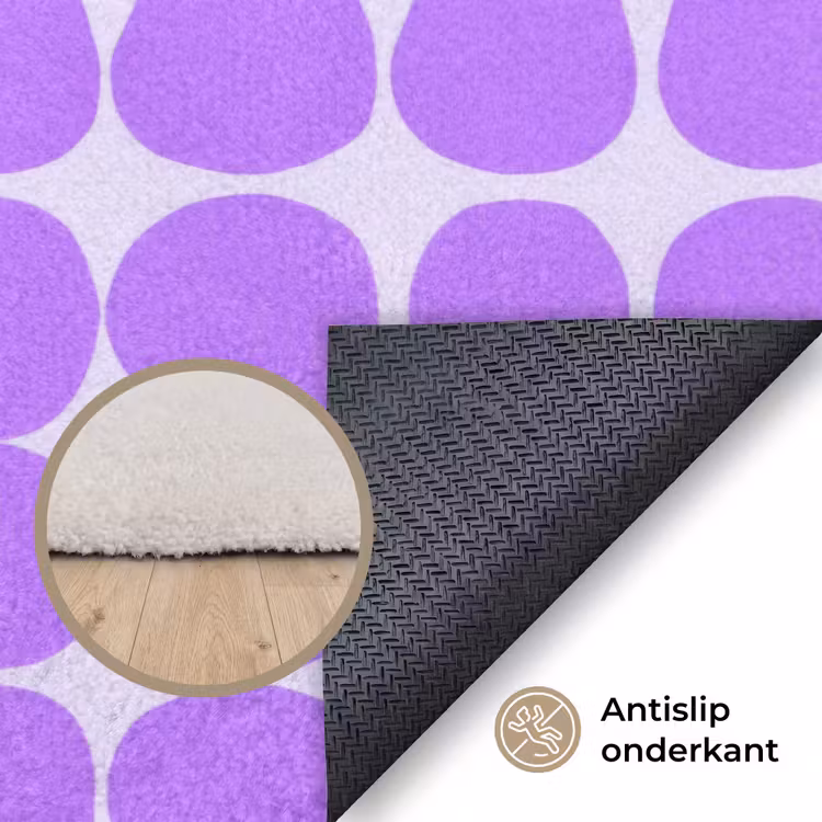 Vloerkleed - Paars - Geometrisch - Stippen - Polka Dot - Patroon — 3