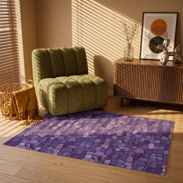 Vloerkleed - Paars - Mozaïek - Scherven - Steen - Patroon — 2