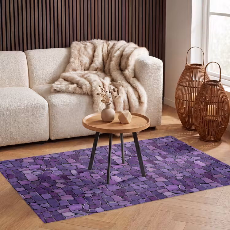 Vloerkleed - Paars - Mozaïek - Scherven - Steen - Patroon — 4