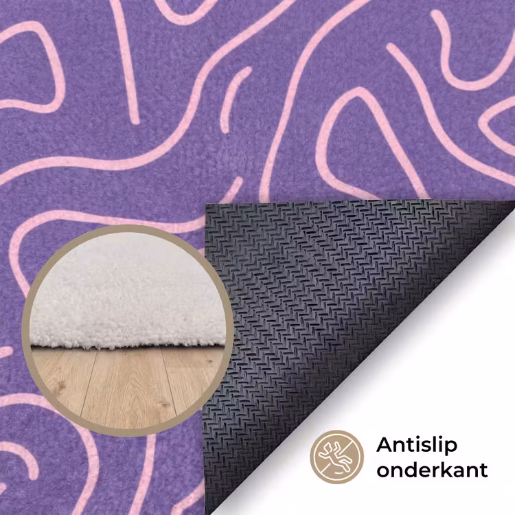Vloerkleed - Paars - Roze - Abstract - Lijnen - Doolhof - Patroon — 3