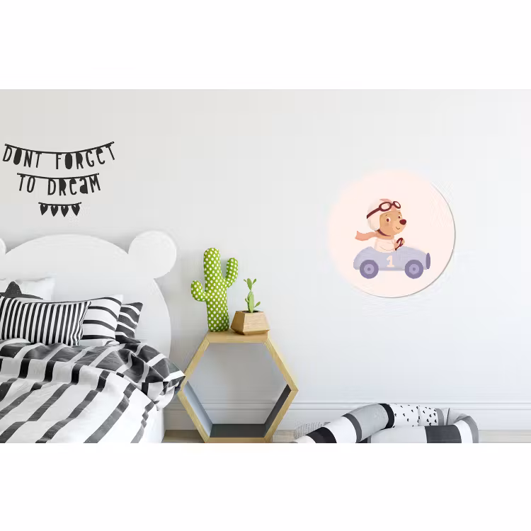 Wandcirkel - Aluminium - Beer - Auto - Kinderkamer - Cartoon - Speels — 5