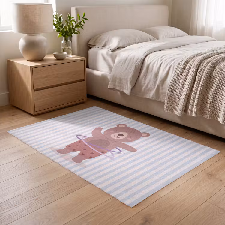 Vloerkleed - Beer - Hoepel - Kinderkamer - Illustratie - Bruin — 5