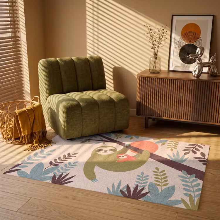Vloerkleed - Dieren - Moeder - Baby - Natuur - Groen — 2
