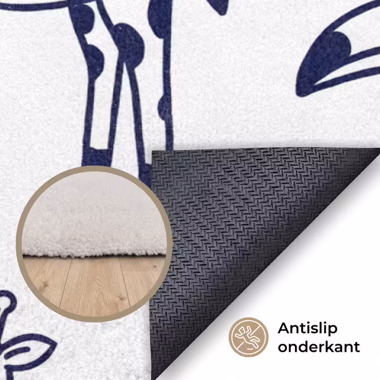 Vloerkleed - Dieren - Patroon - Kinderkamer - Grafisch - Wit-Blauw — 3