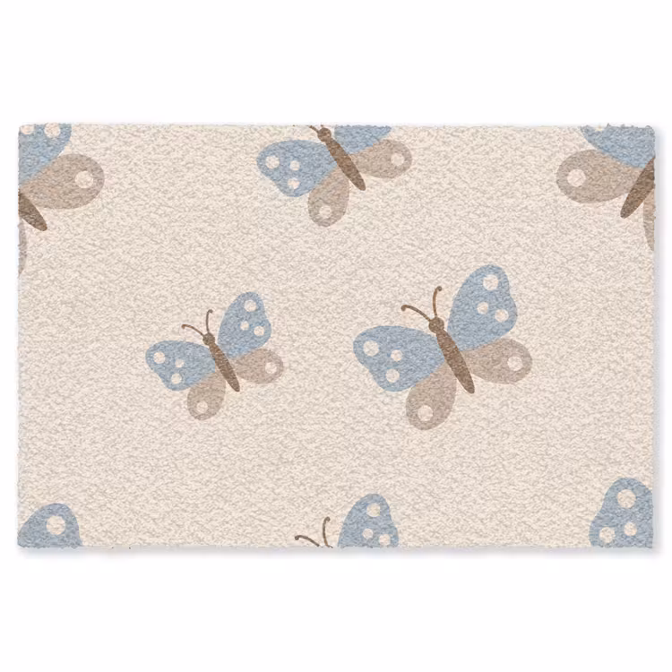 Vloerkleed - Insect - Vlinderpatroon - Abstract - Blauw - Beige — 1