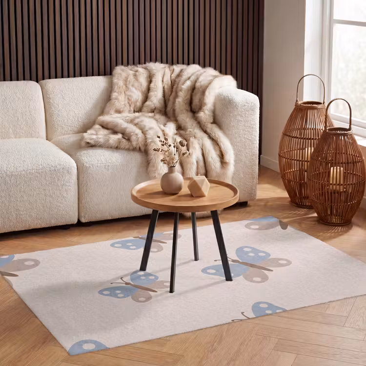 Vloerkleed - Insect - Vlinderpatroon - Abstract - Blauw - Beige — 4