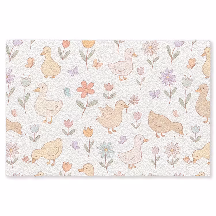 Vloerkleed - Vogel - Bloemen - Patroon - Pastel - Dieren — 1