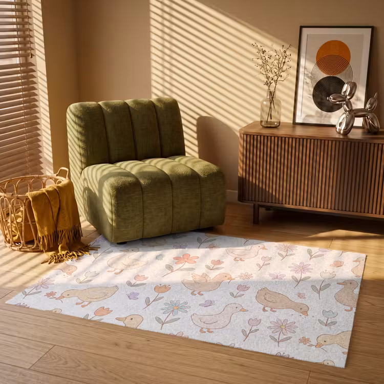 Vloerkleed - Vogel - Bloemen - Patroon - Pastel - Dieren — 2