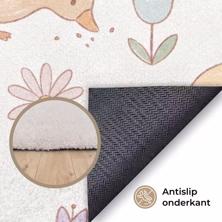 Vloerkleed - Vogel - Bloemen - Patroon - Pastel - Dieren — 3