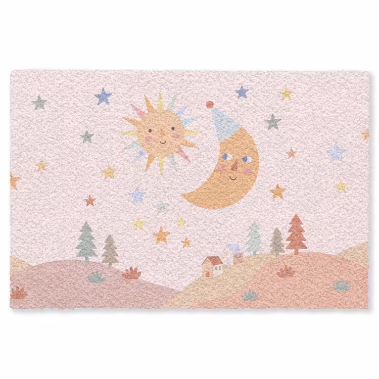 Vloerkleed - Zon - Maan - Sterren - Kinderkamer - Pastel — 1