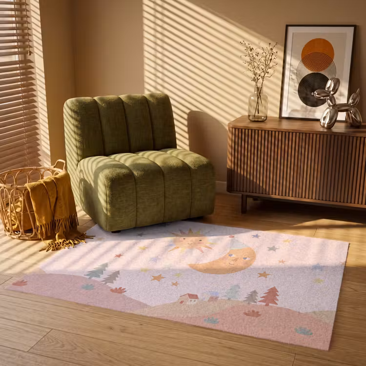 Vloerkleed - Zon - Maan - Sterren - Kinderkamer - Pastel — 2