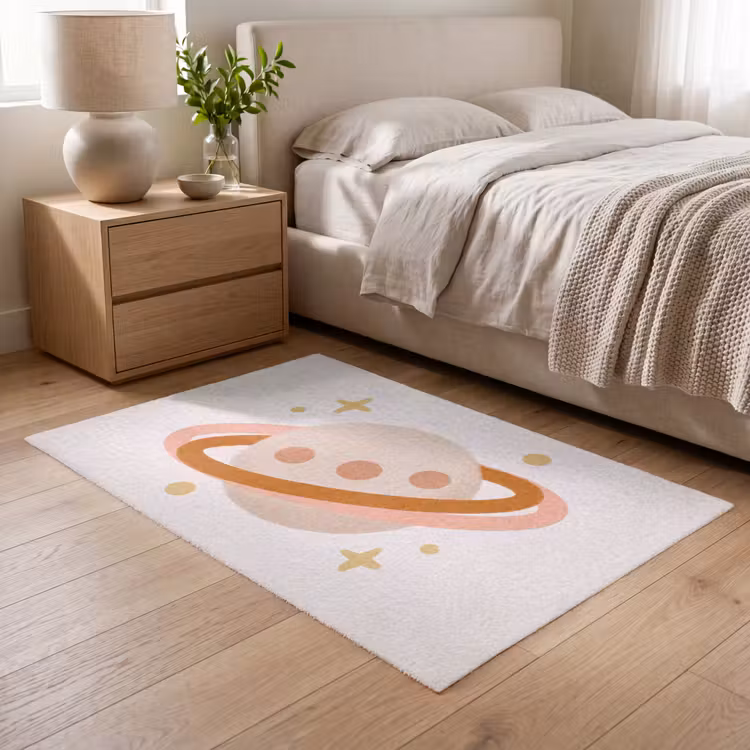 Vloerkleed - Planeet - Ringen - Ruimte - Illustratie - Beige — 5