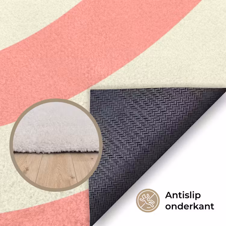 Vloerkleed - Spiraal - Patroon - Abstract - Roze - Beige — 3
