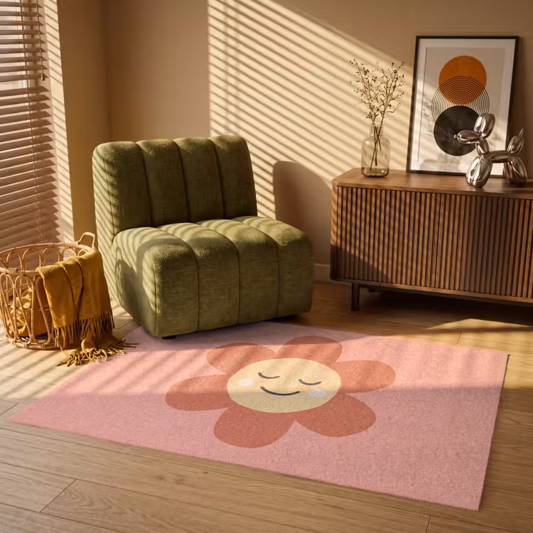 Vloerkleed - Bloemen - Tekenfilm - Kind - Roze — 2