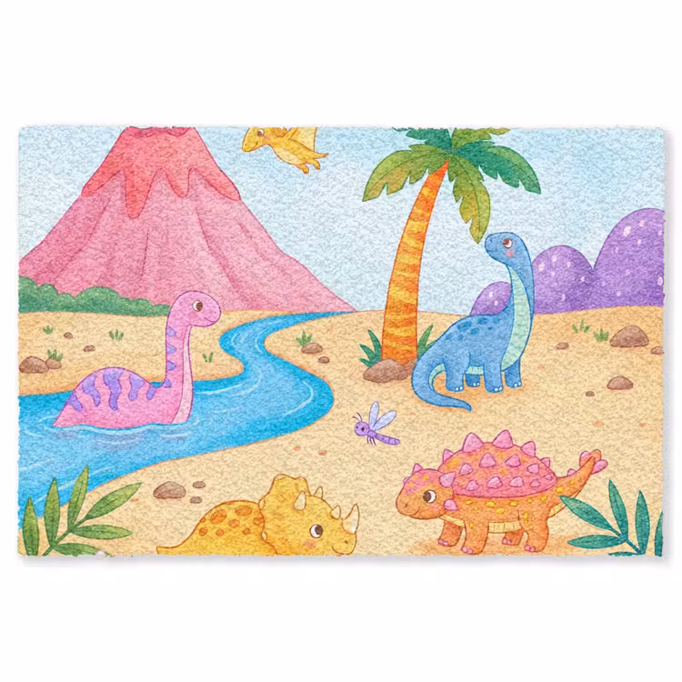 Vloerkleed - Dinosaurus - Jungle - Illustratie — 1