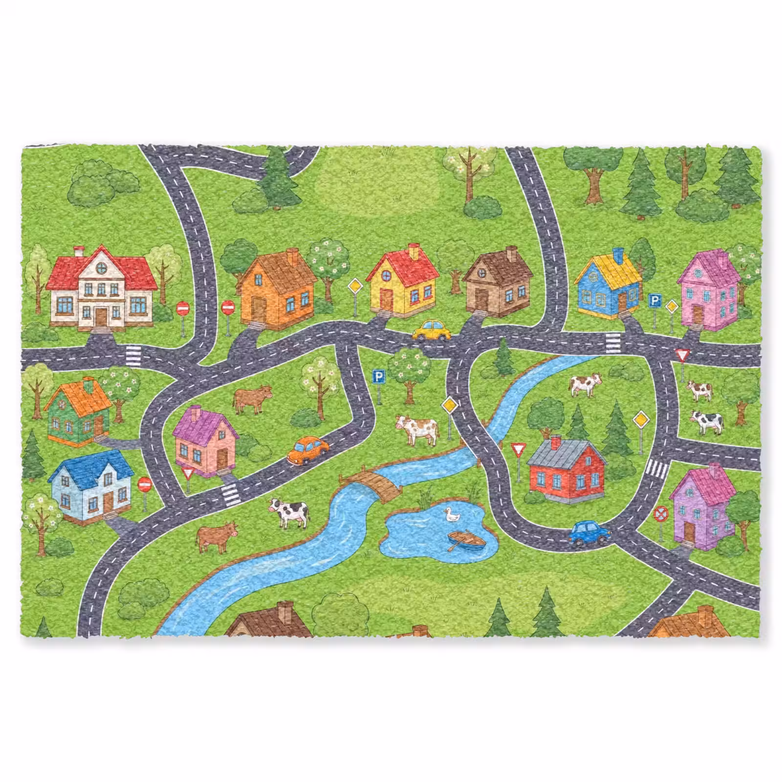 Vloerkleed - Dorp - Wegen - Huizen — 1