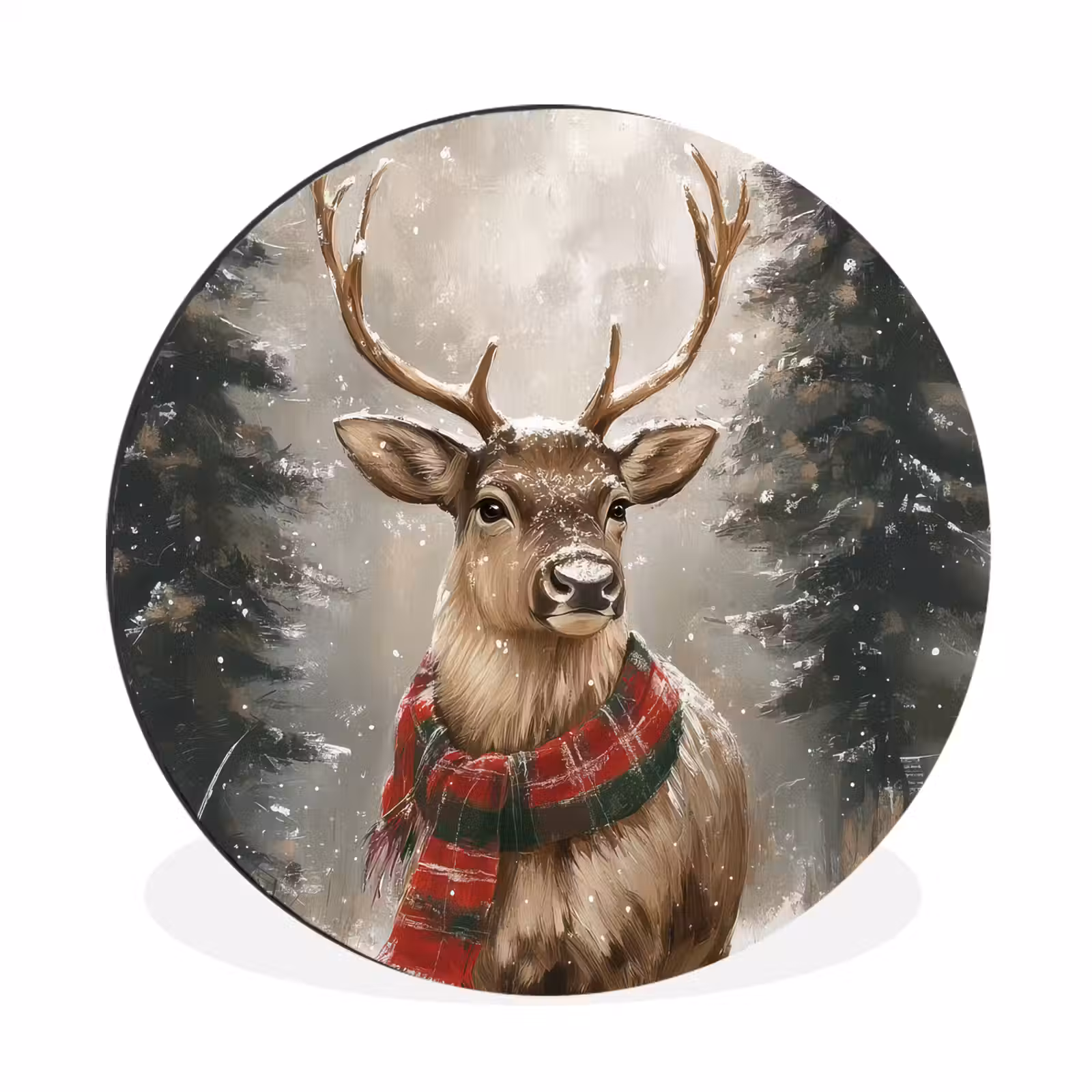 Wandcirkel - Aluminium - Winter - Bos - Rendier - Donker — 1