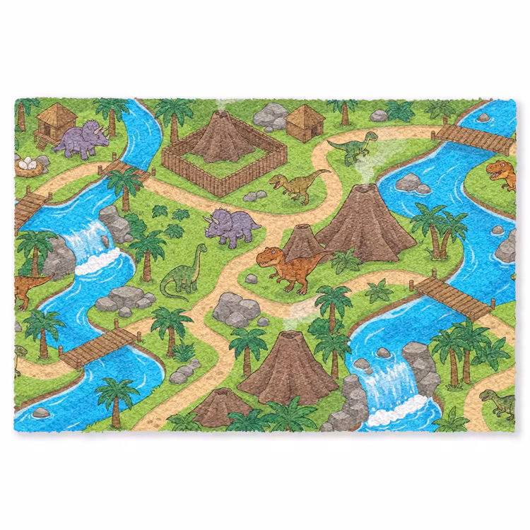 Vloerkleed - Dinosaurus - Landschap - Cartoon — 1