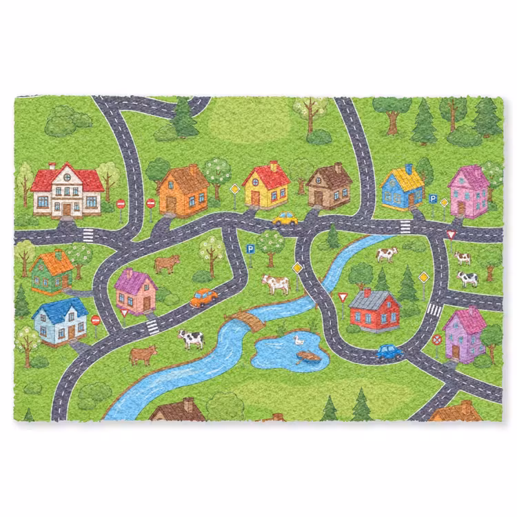 Vloerkleed - Dorp - Wegen - Huizen — 1