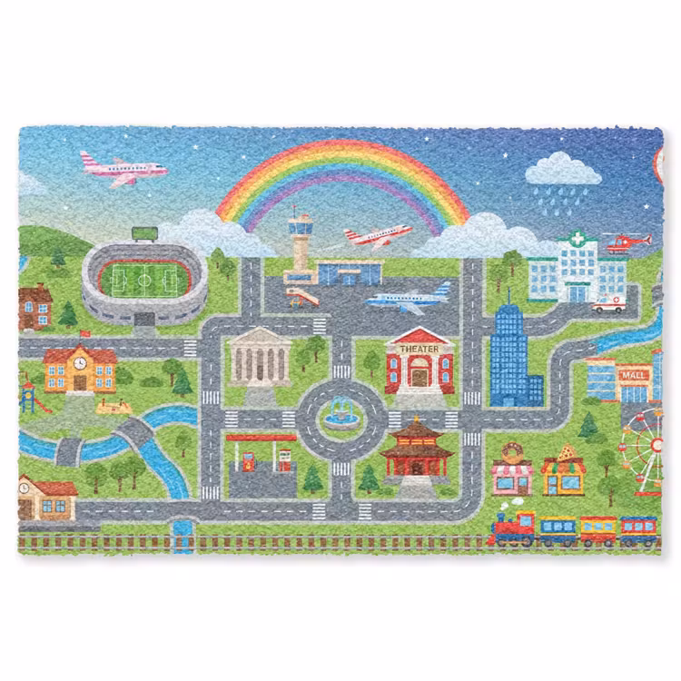 Vloerkleed - Stad - Plattegrond - Cartoon — 1