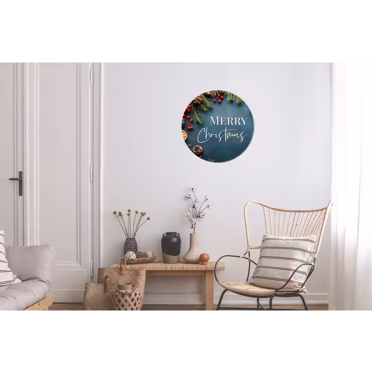 Wandcirkel - Aluminium - Merry Christmas - Blauw - Kerst - Winter — 2
