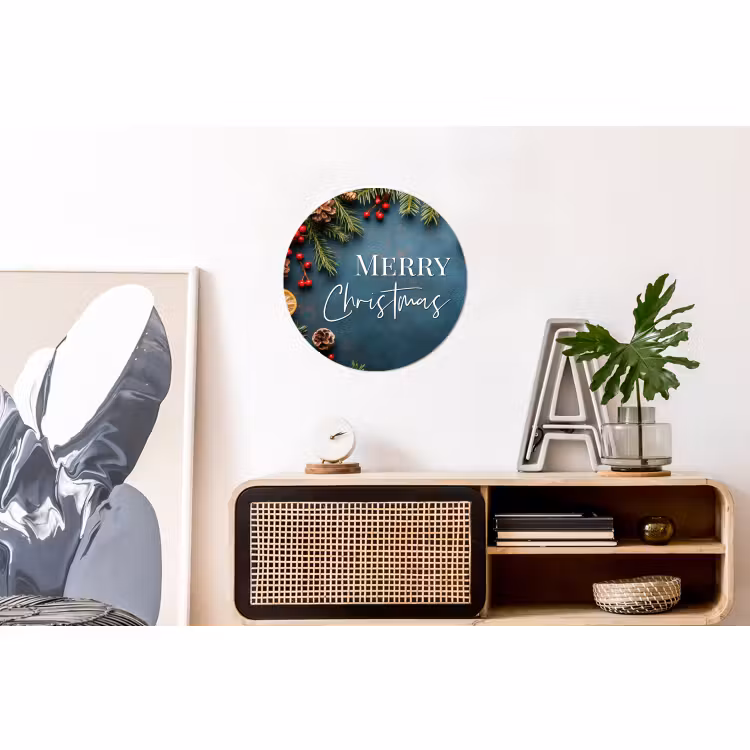Wandcirkel - Aluminium - Merry Christmas - Blauw - Kerst - Winter — 3