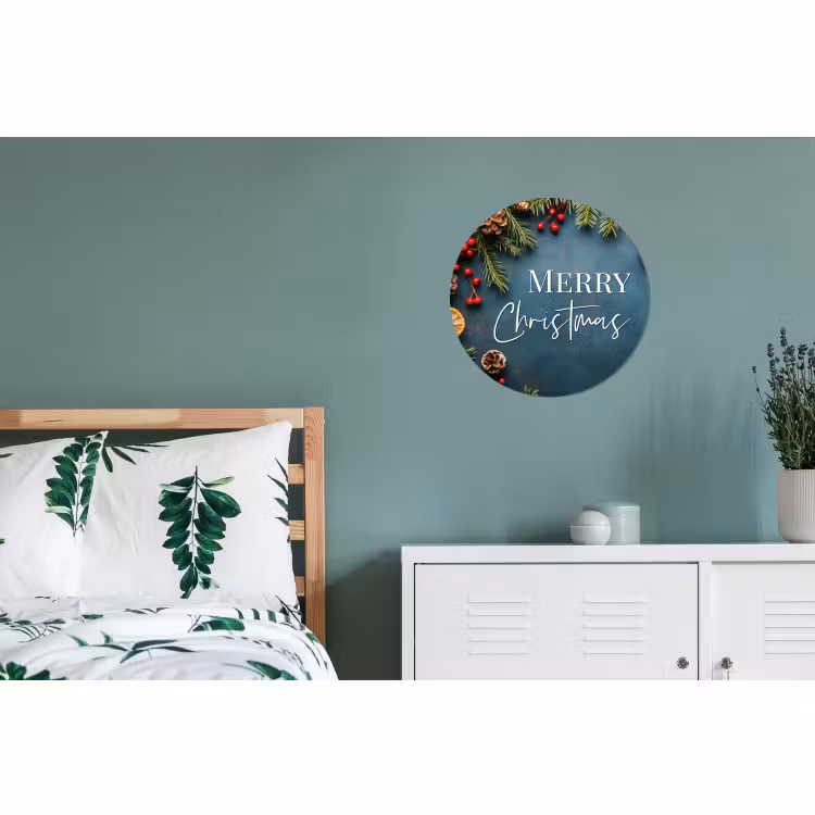 Wandcirkel - Aluminium - Merry Christmas - Blauw - Kerst - Winter — 4