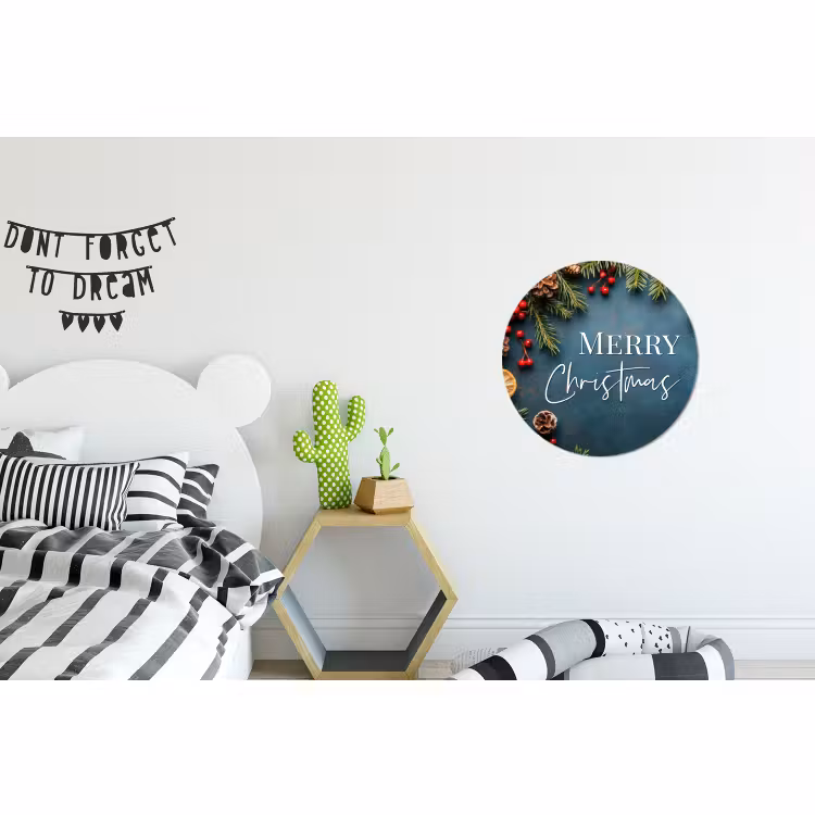 Wandcirkel - Aluminium - Merry Christmas - Blauw - Kerst - Winter — 5