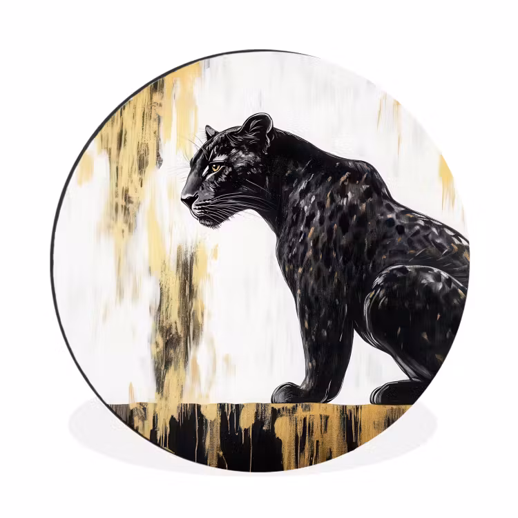Wandcirkel - Aluminium - Panter - Zwart - Abstract - Goud — 1